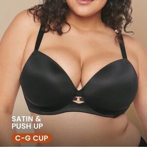 🆕 Luvlette 36D Full Coverage Dream Curve Satin Bra Black